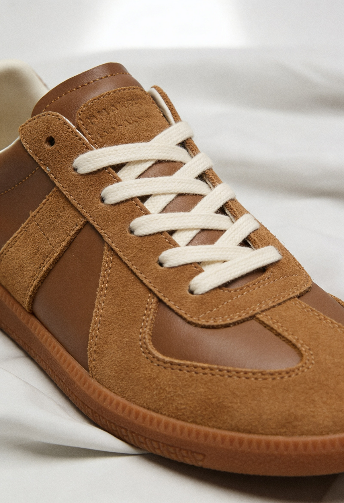 Trainers Leather Suede-Look Brown Men's – Casual, Office, Everyday Lace-Up Shoes with Cushioned Gum Sole