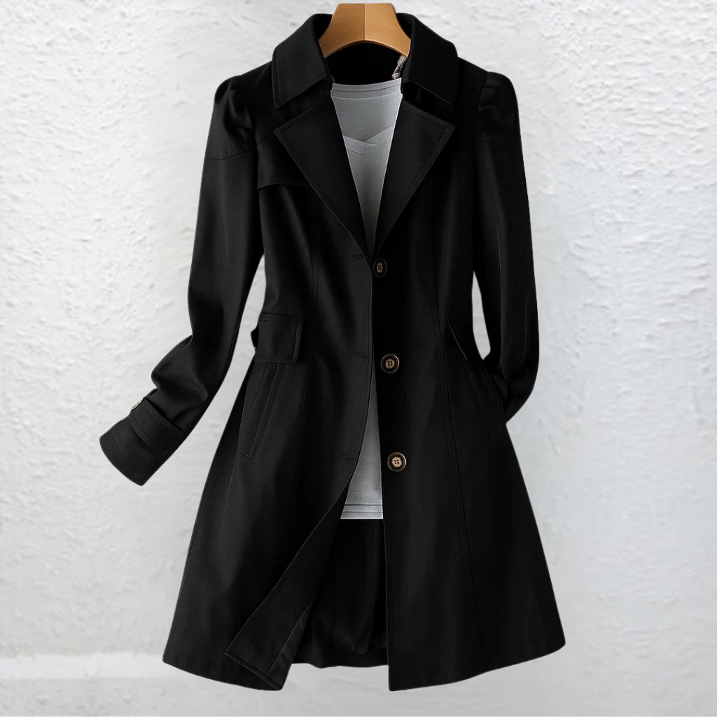 Trench Coat Beige Women's Mid-Length Belted Collar – Casual, Office, Autumn, Everyday