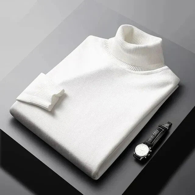Turtleneck Jumper Knitted Navy Men's – Casual, Office, Holiday, Gift · Werune