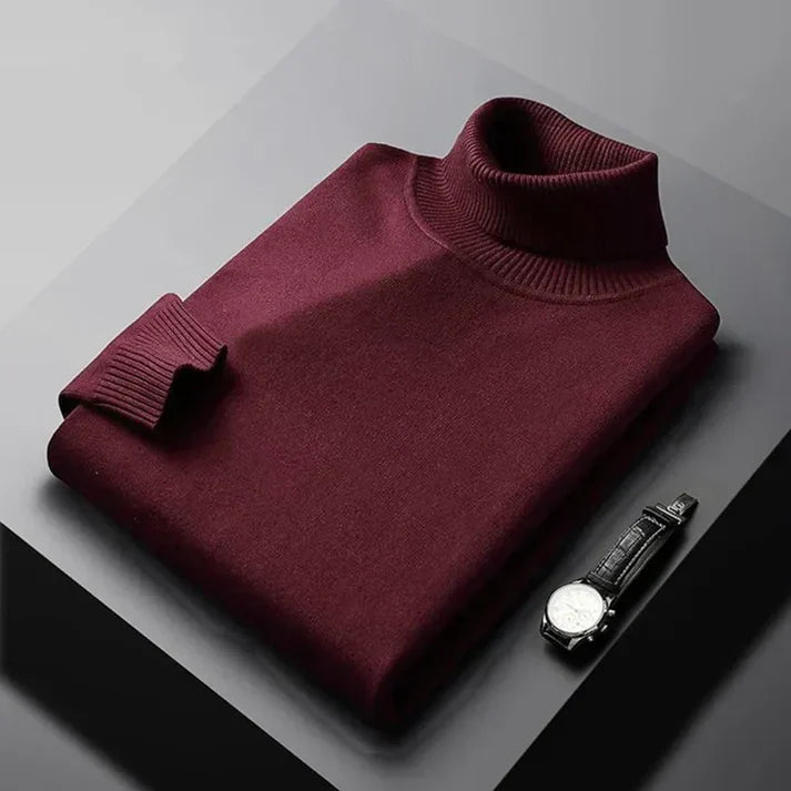 Turtleneck Jumper Knitted Navy Men's – Casual, Office, Holiday, Gift · Werune