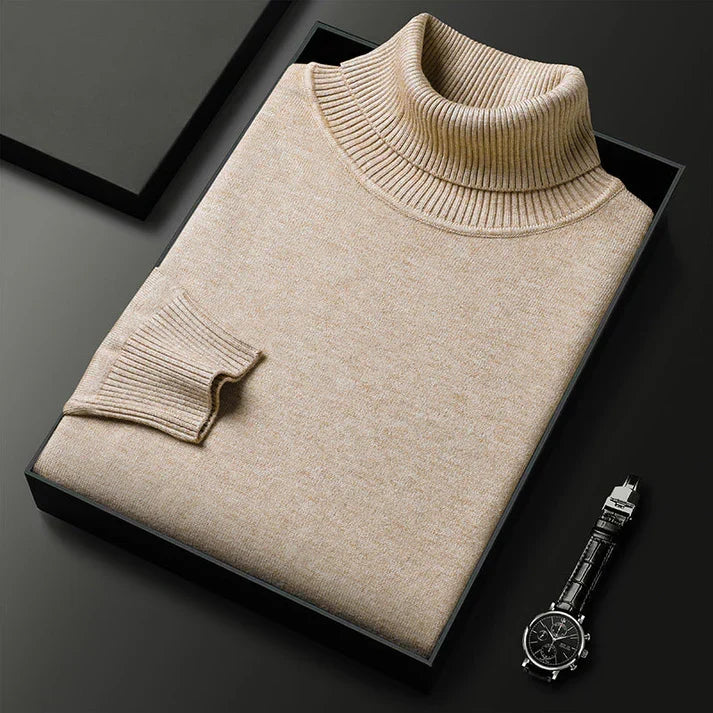 Turtleneck Jumper Knitted Navy Men's – Casual, Office, Holiday, Gift · Werune