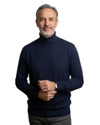 Turtleneck Jumper Knitted Navy Men's – Casual, Office, Holiday, Gift · Werune