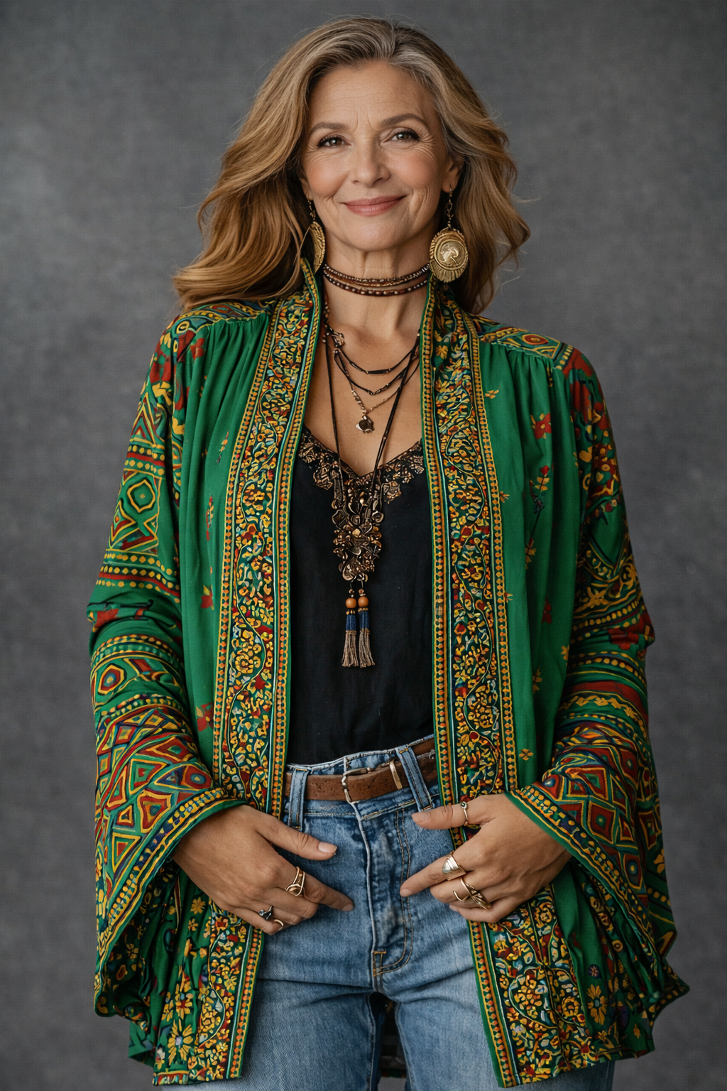 Velvet Cardigan Women's Bohemian Open Front Kimono Jacket Multicolour Print – Casual, Holiday Layering