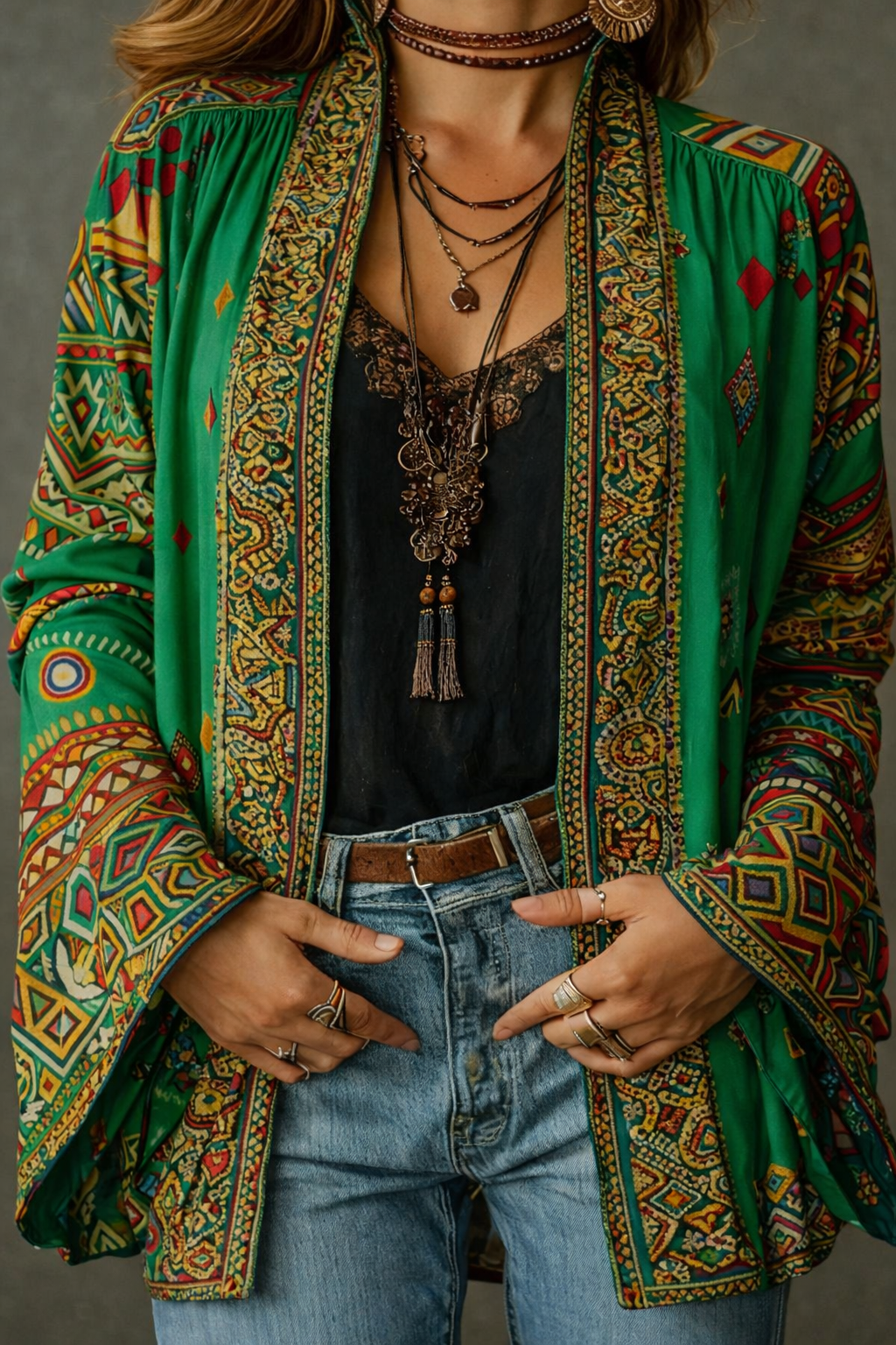 Velvet Cardigan Women's Bohemian Open Front Kimono Jacket Multicolour Print – Casual, Holiday Layering