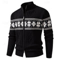 Zip Cardigan Knitted Fair Isle Stand Collar Men's – Casual, Office, Holiday Gift