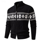 Zip Cardigan Knitted Fair Isle Stand Collar Men's – Casual, Office, Holiday Gift